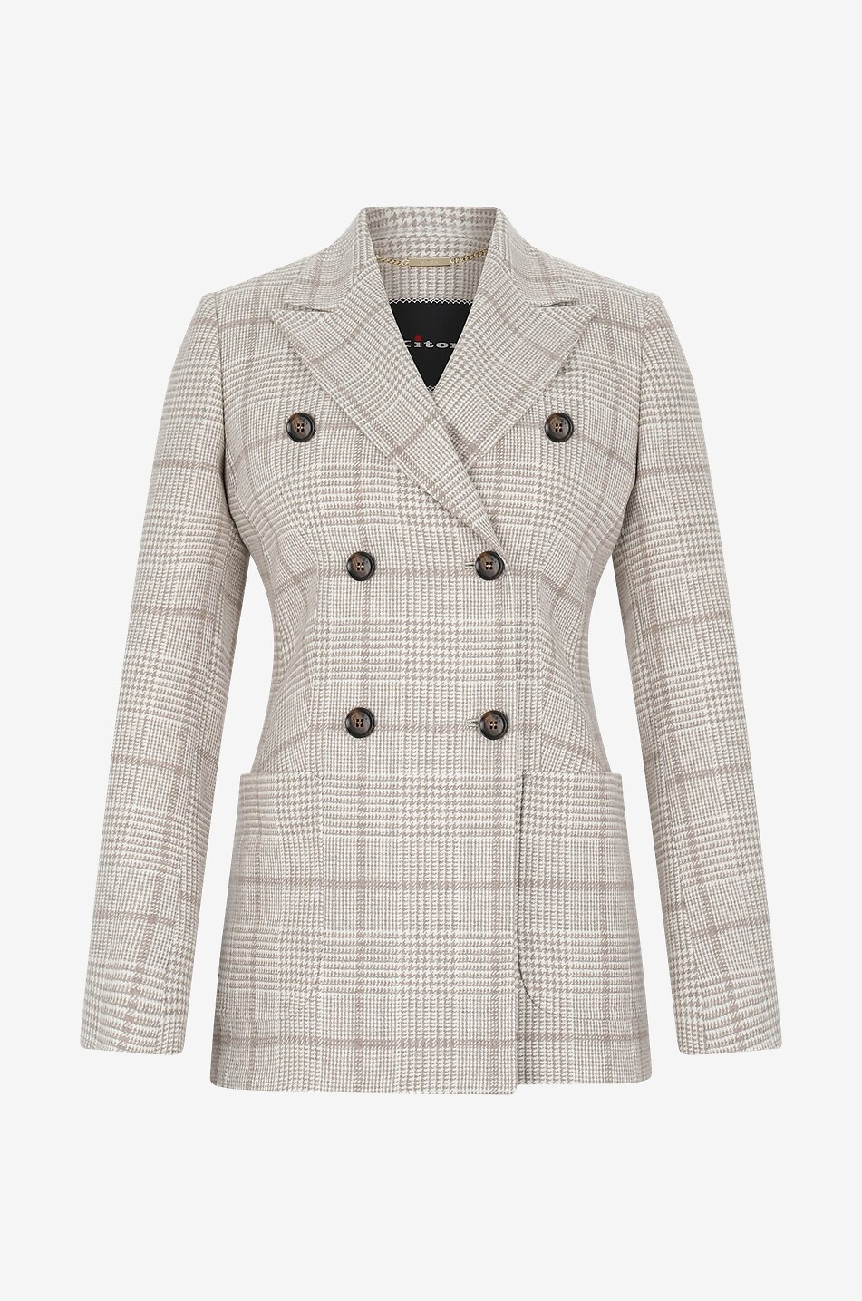 KITON Taillierter zweireihiger Glencheck-Blazer Damen BRAUN 1