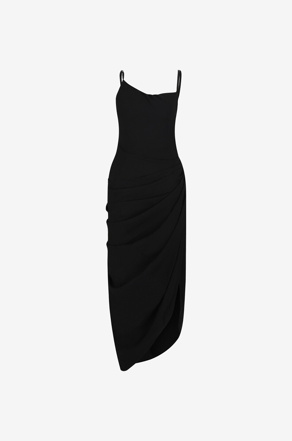 JACQUEMUS Robe longue drapée asymétrique La robe Saudade longue Femme NOIR 1