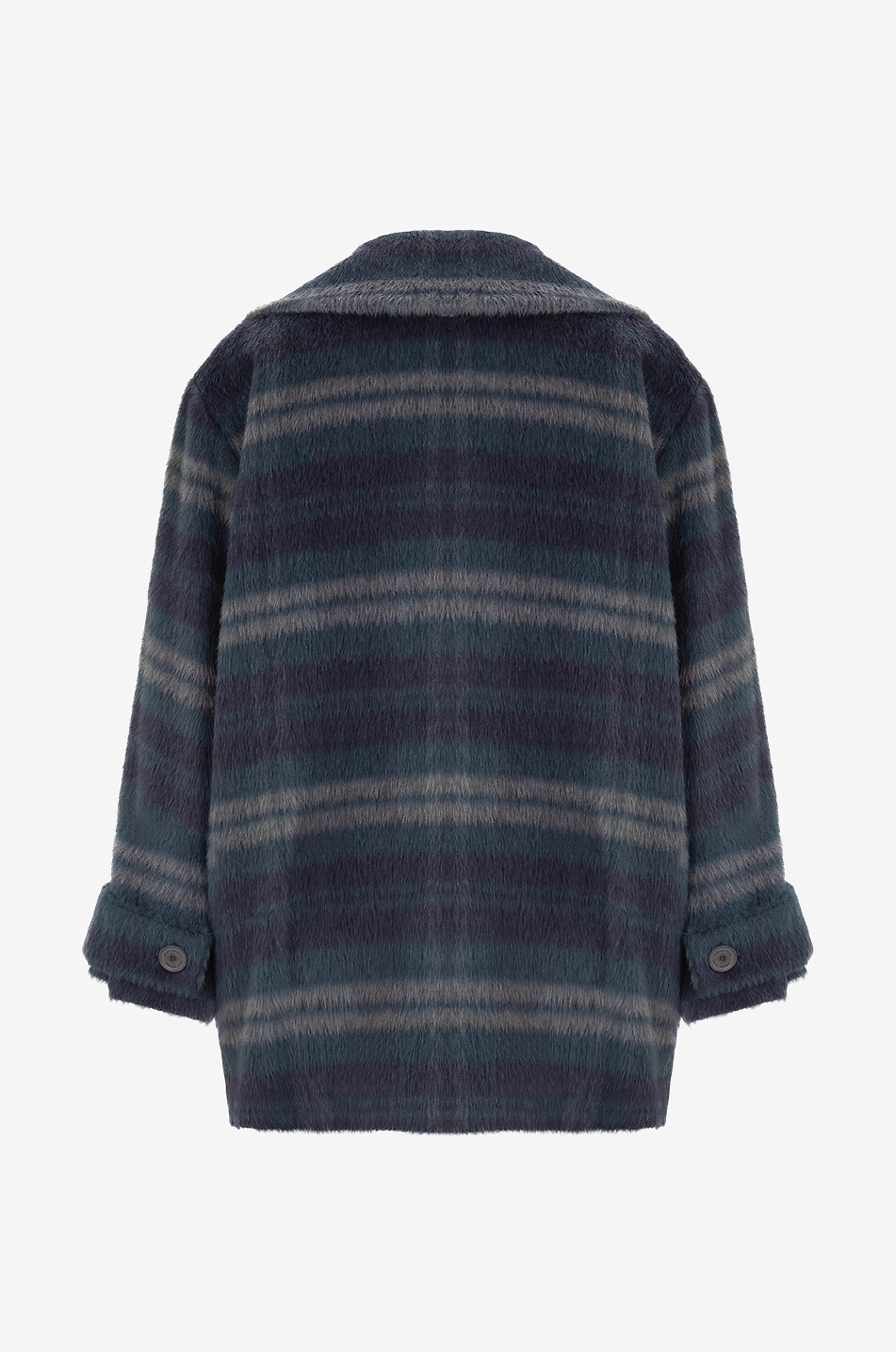 Checked fluffy oversize short coat