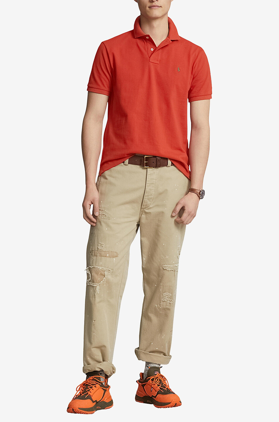 POLO RALPH LAUREN Polohemd aus Baumwollpiqué mit Pony-Stickerei Custom Slim Fit Herren ORANGE 4