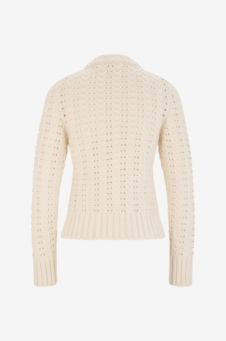 Fitted openwork crewneck jumper