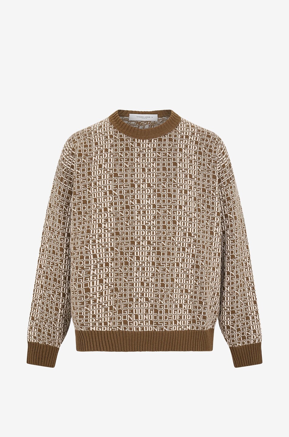 Jacquard-Rundhalspullover Lettering Boxy