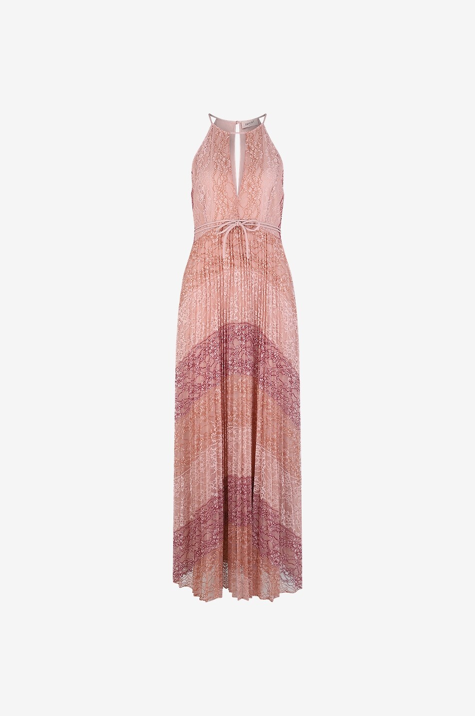 TWINSET Langes Kleid mit plissiertem gestreiftem Rock Damen BUNT 1