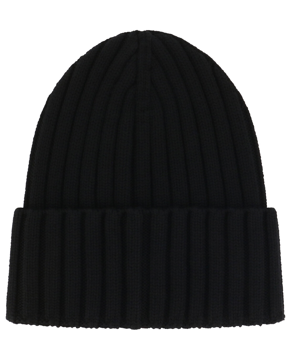 MONCLER Rippstrickmütze mit Umschlag und Hahnenlogo Damen SCHWARZ 2