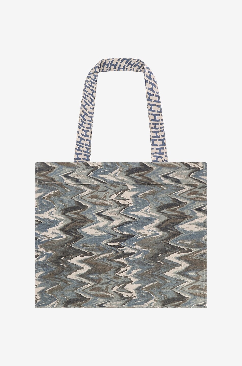 HEMISPHERE Shopper aus Baumwolle mit Fischgrätenmotiv Damen BLAU 2