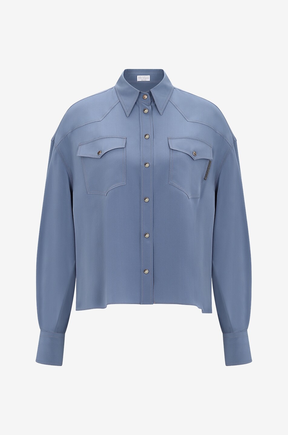 Boxy-Hemd aus Seide im Westernlook