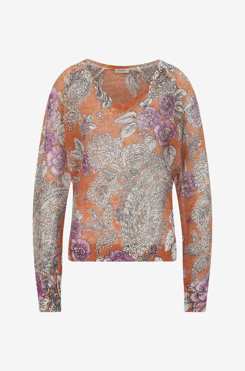 Rose and Paisley printed mohair blend jumper