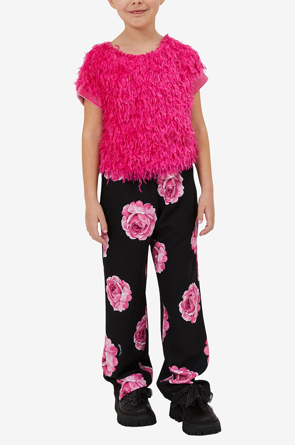 Top fille à manches courtes effet plumes