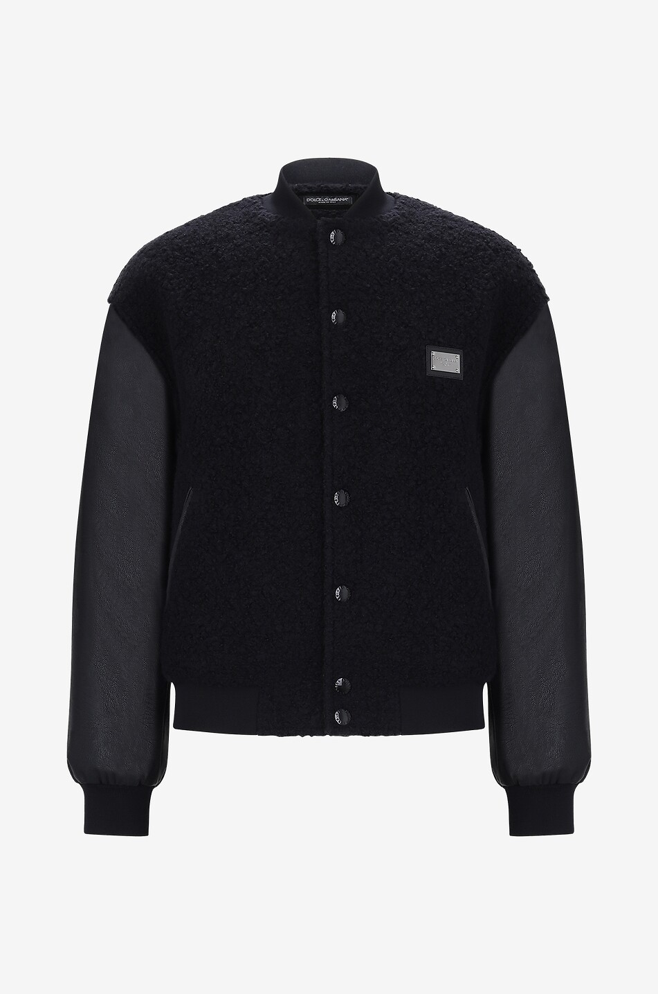 DOLCE & GABBANA College-Jacke aus Bouclé-Wolle Herren SCHWARZ 1