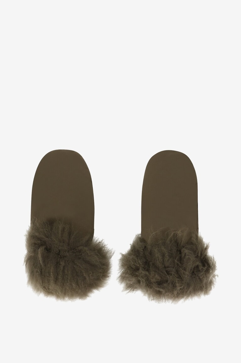 YVES SALOMON Moufles en fourrure d'agneau Femme KAKI 1