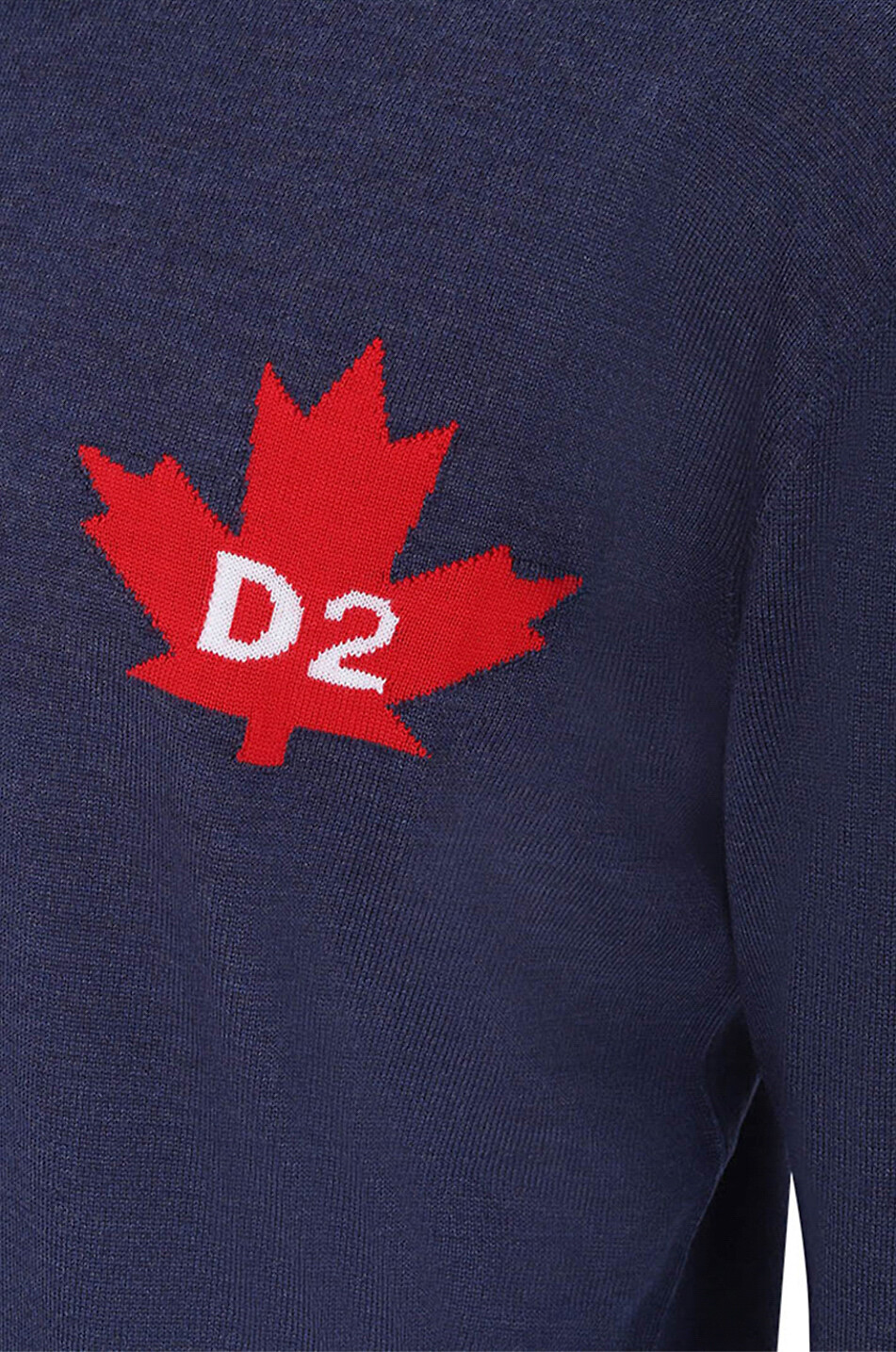 DSQUARED2 Pull fin jacquard à col rond D2 Leaf Homme BLEU FONCE 3