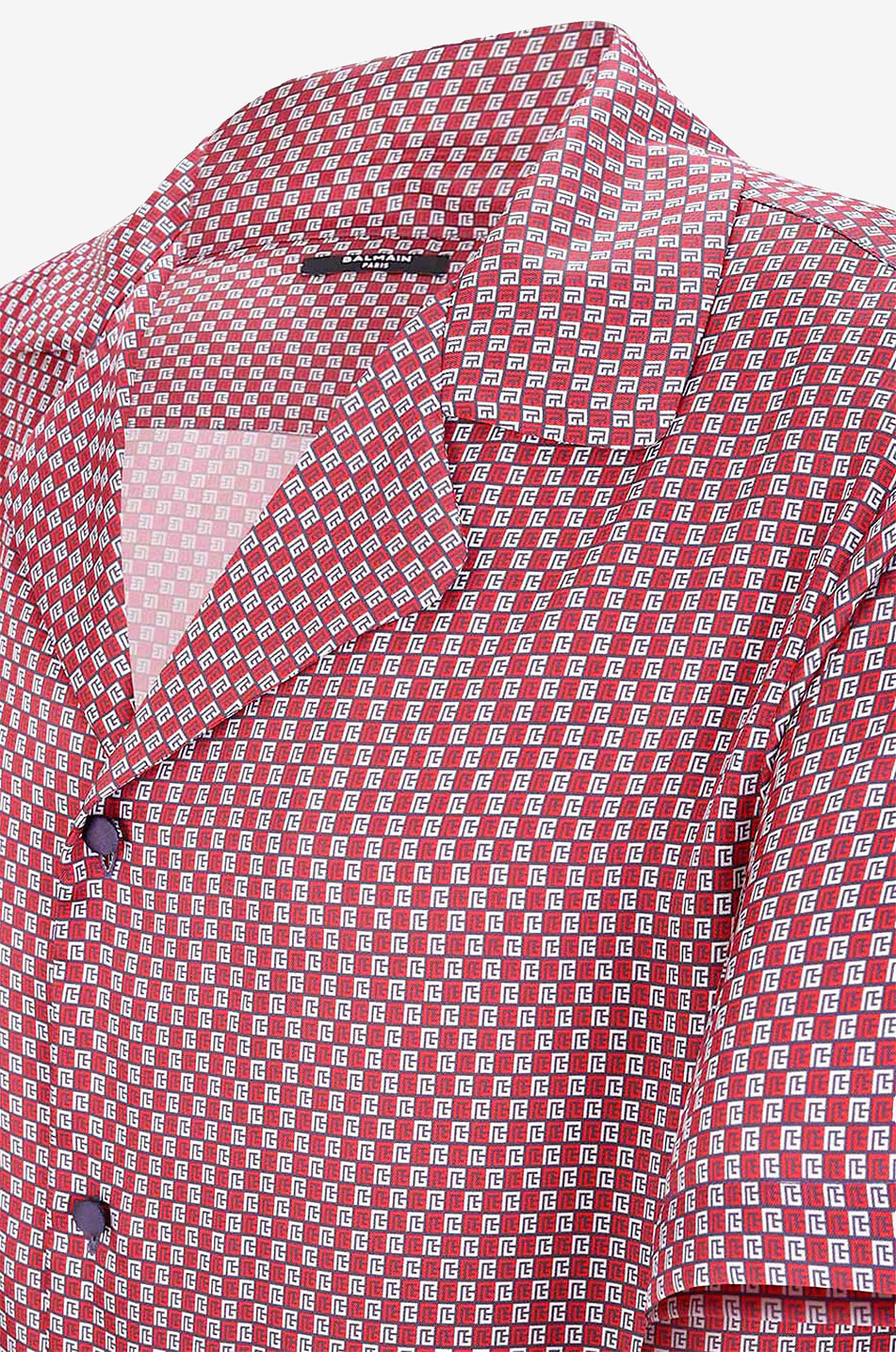 BALMAIN Kurzarm-Hemd aus Twill Monogramme Herren BUNT 3