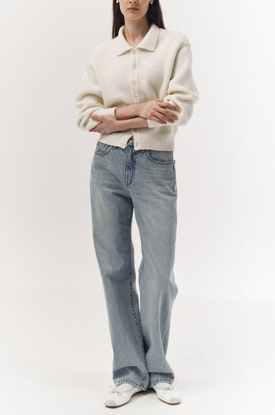 DUNST Cardigan en maille bouclette Femme BLANC CASSE 5