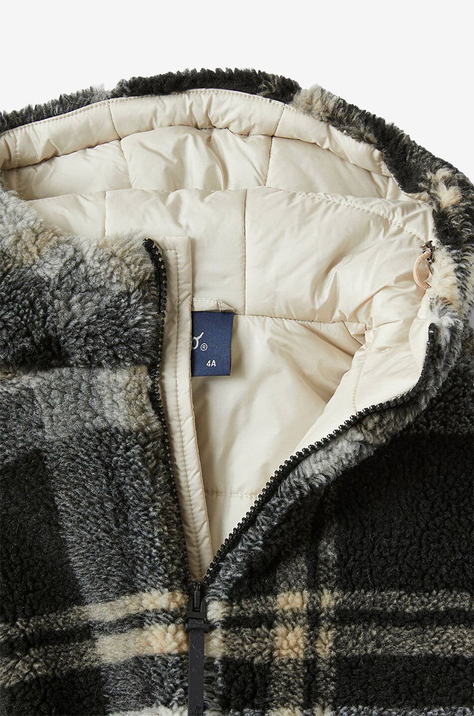 Karierter Jungenparka aus Plüsch