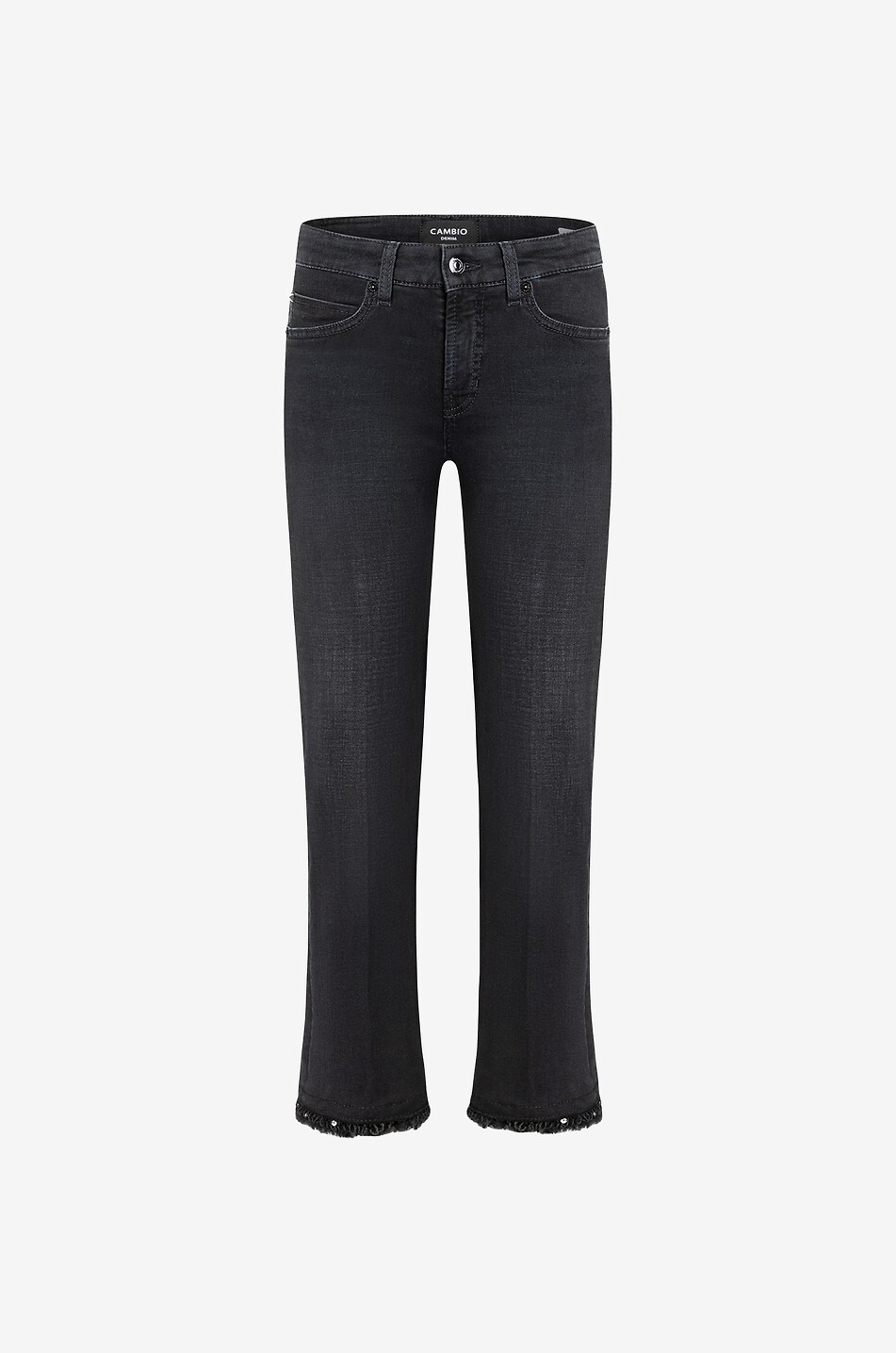 CAMBIO Verkürzte Bootcut-Jeans mit Federn Paris Easy Kick Damen SCHWARZ 1