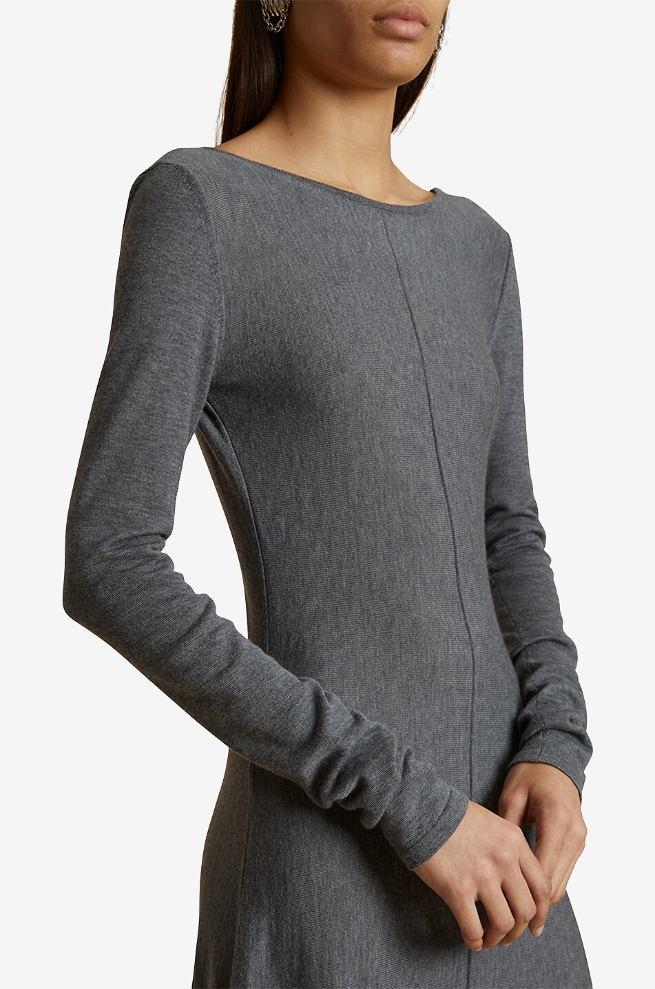 KHAITE Ausgestelltes Midi-Strickkleid Dany Damen GRAU 5