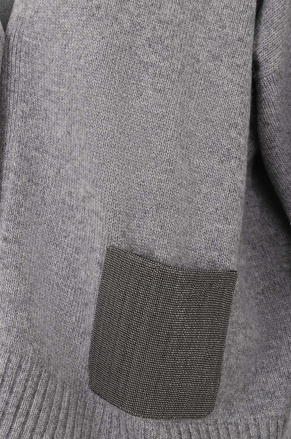 FABIANA FILIPPI Kaschmir-Cardigan mit V-Ausschnitt und glänzender Tasche Damen GRAU 3