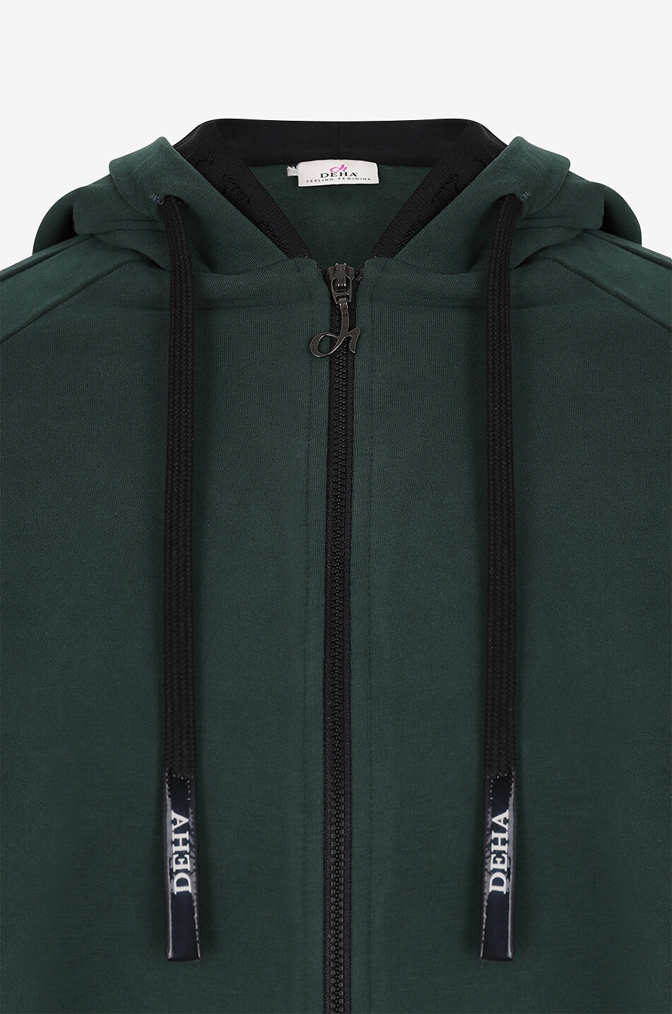 DEHA Logo band hooded full-zip boxy sweatshirt Women DARK GREEN 3
