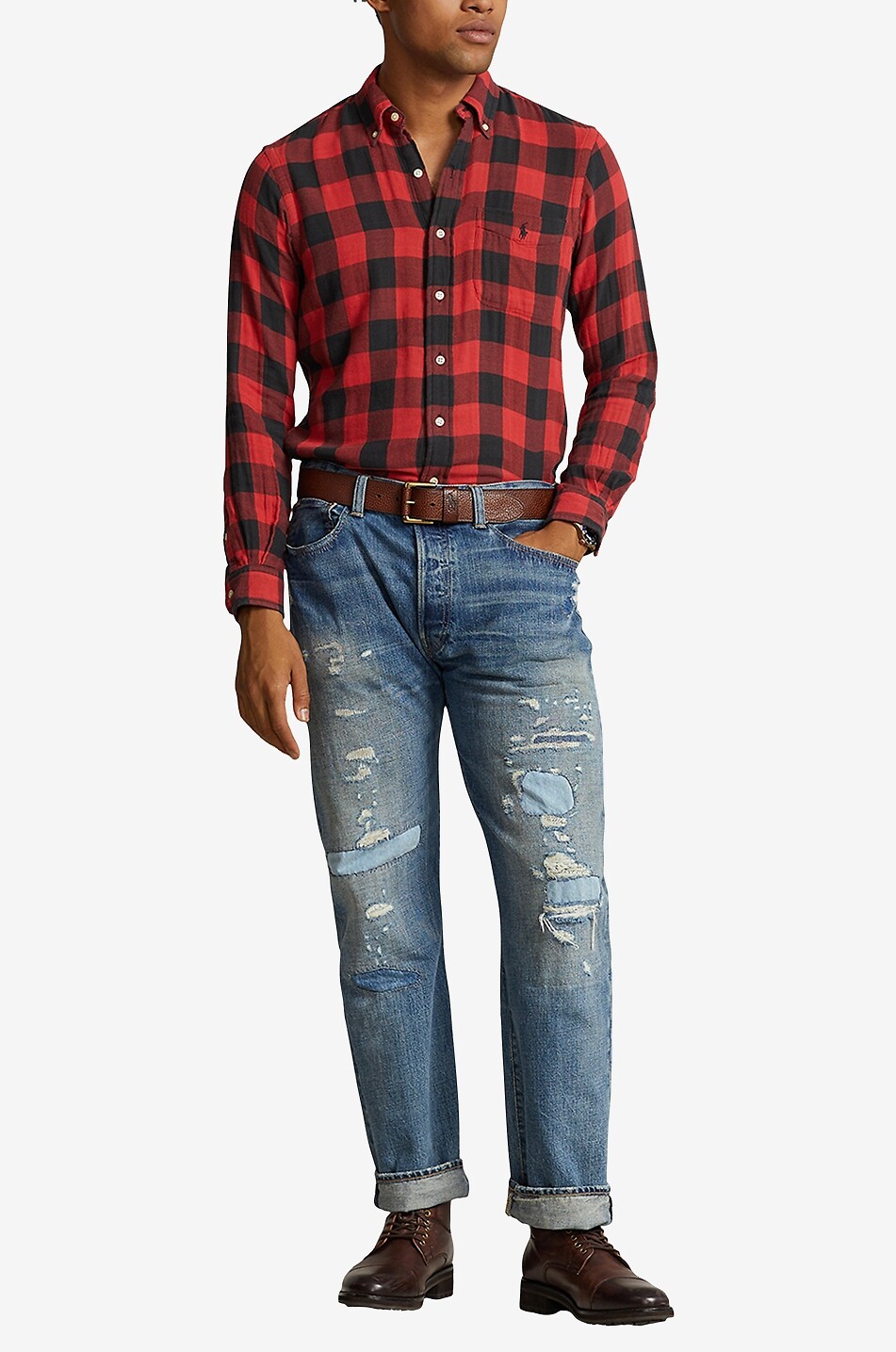 POLO RALPH LAUREN Kariertes Flanellhemd Double Face Herren ROT 4