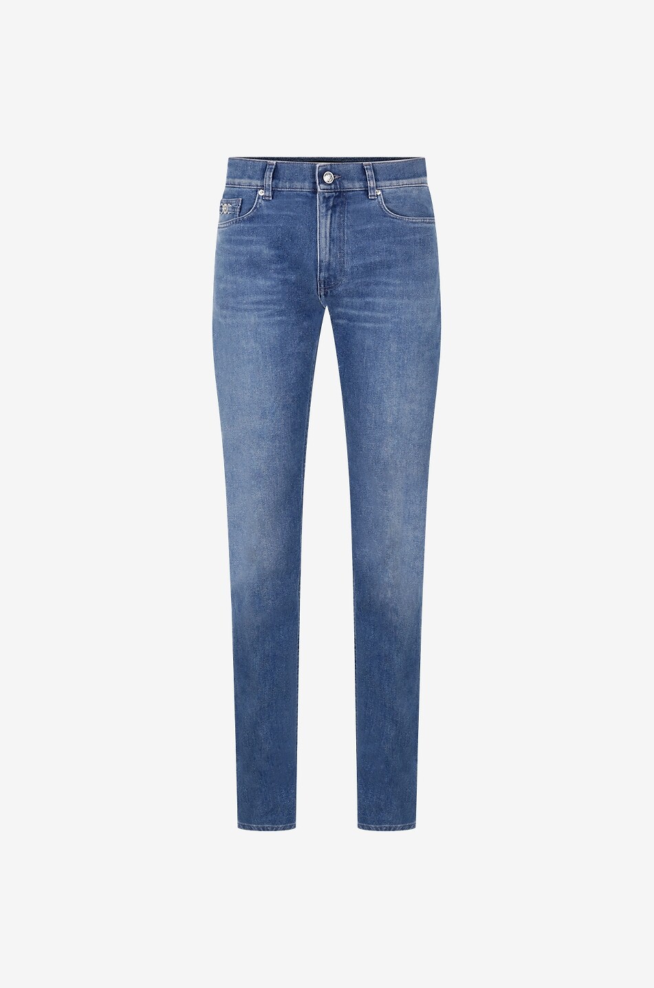 VERSACE Ausgewaschene Slim-Fit-Jeans mit Bügelfalten Medusa Biggie Herren BLAU 1
