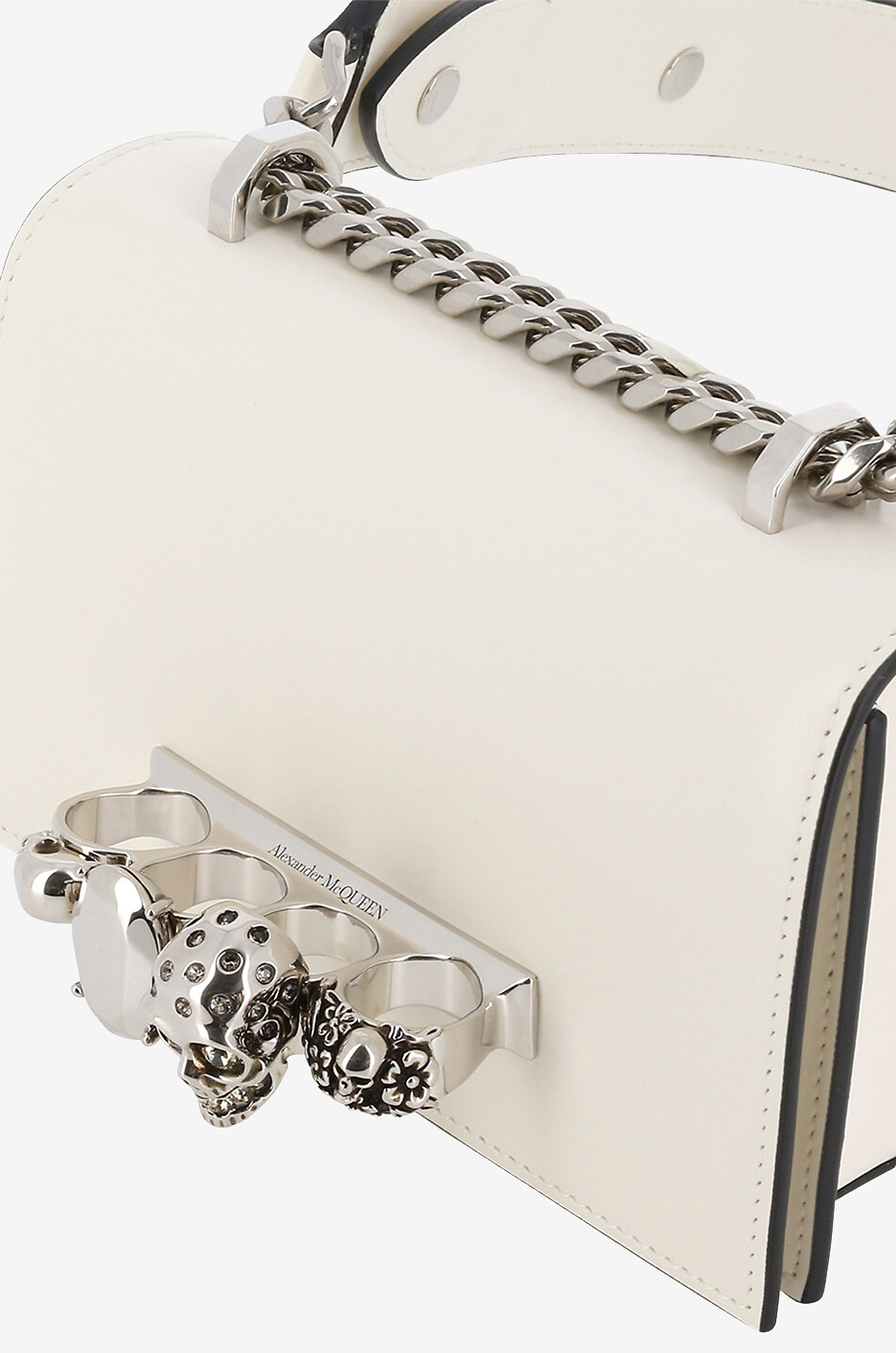 Mini sac porté épaule en cuir lisse Jewlled Biker