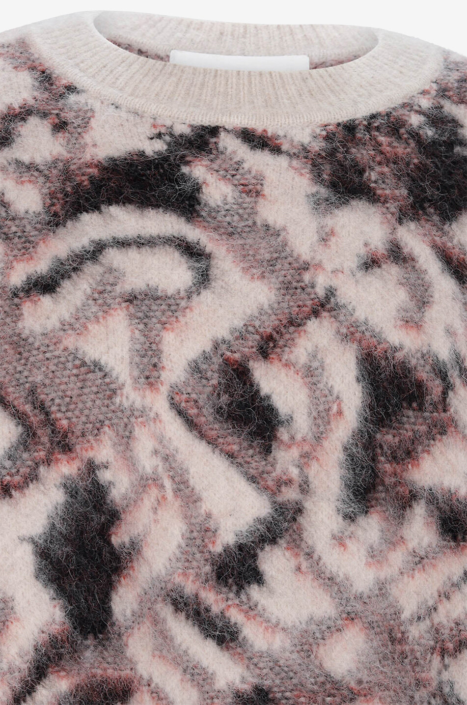 Pull jacquard duveteux à col rond Farell