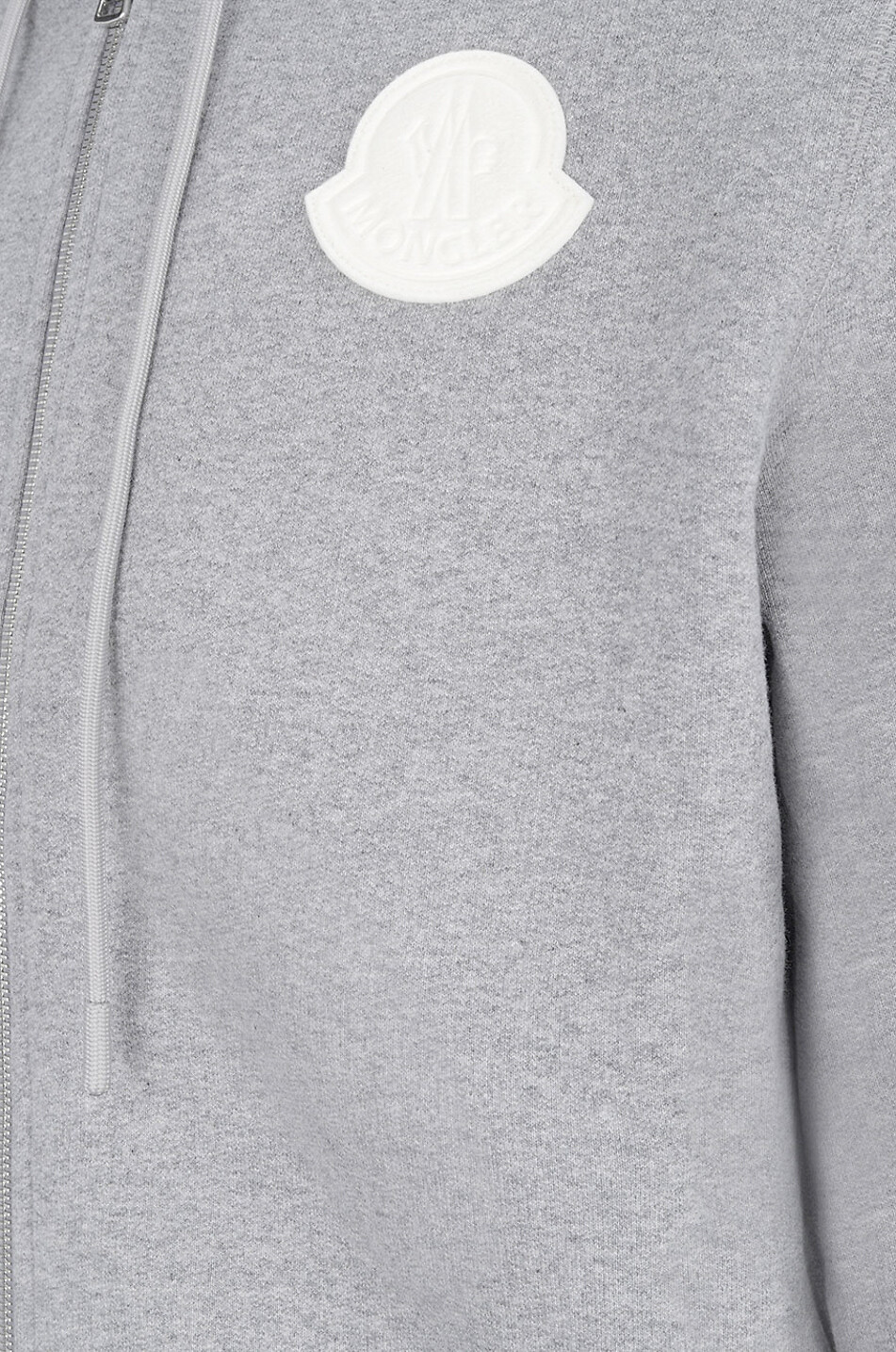 MONCLER Maxi logo adorned hooded full-zip mottled sweatshirt Men GREY 3
