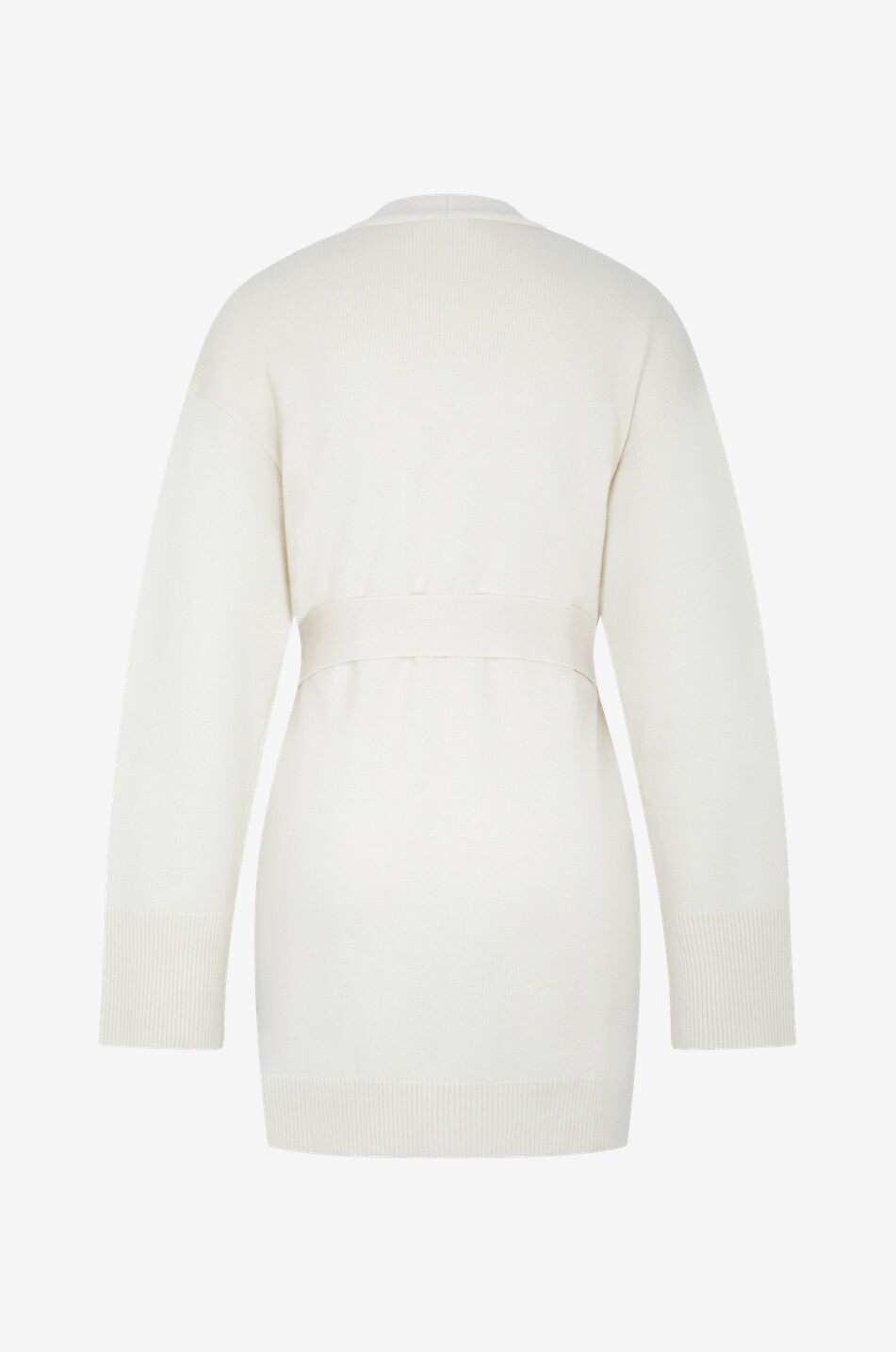 BONGÉNIE Cardigan long en cachemire à ceinture Femme BLANC CASSE 2