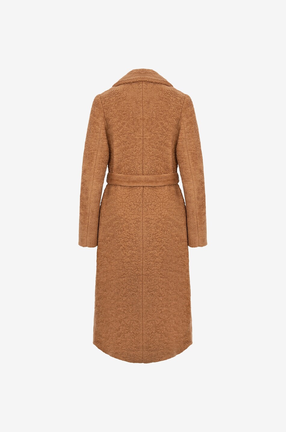 LEO ZURICH Zweireihiger Mantel in Shearling-Optik mit Gürtel Damen KAMELFARBEN 2