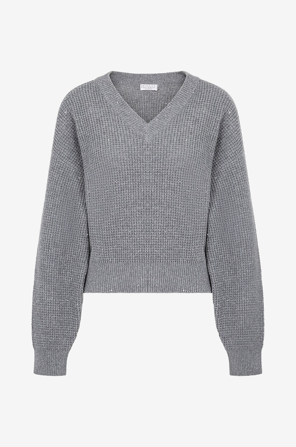 BRUNELLO CUCINELLI Sparkling V-neck boxy jumper Women MEDIUM GREY 1