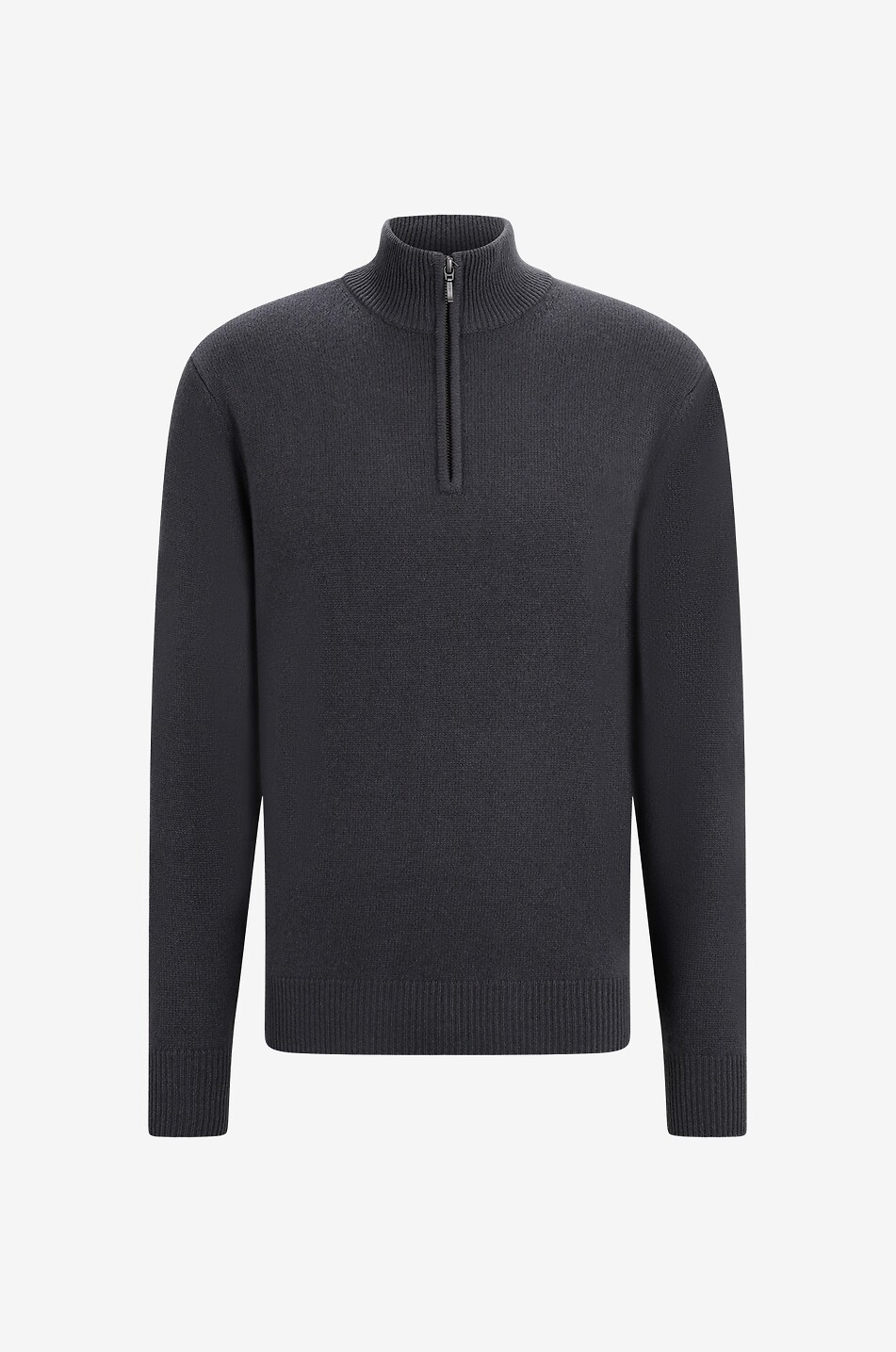 Kaschmirpullover mit Stehkragen mit Reissverschluss