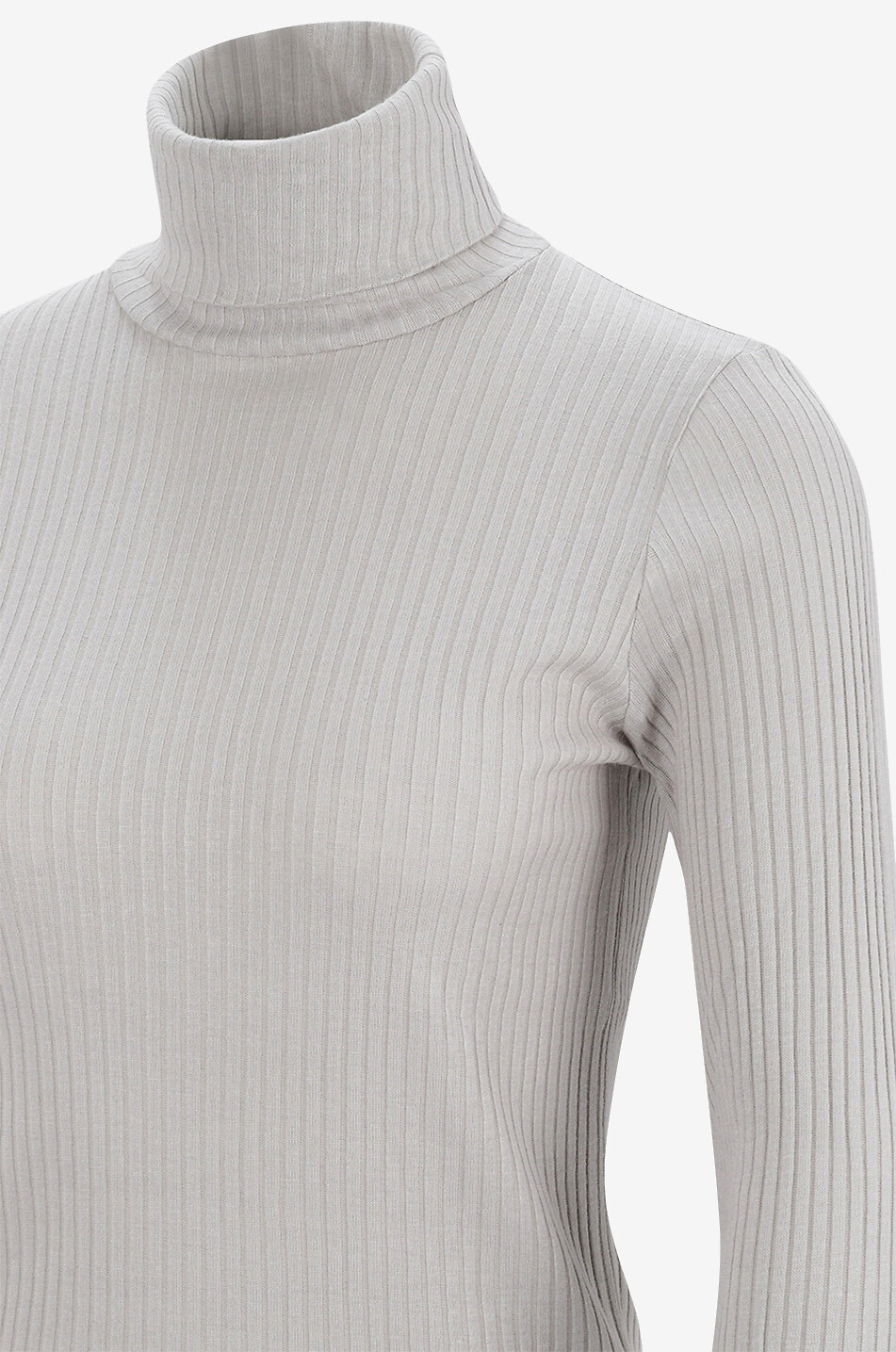 MAJESTIC FILATURES T-shirt à col roulé en coton modal et cachemire Femme GRIS CLAIR 3