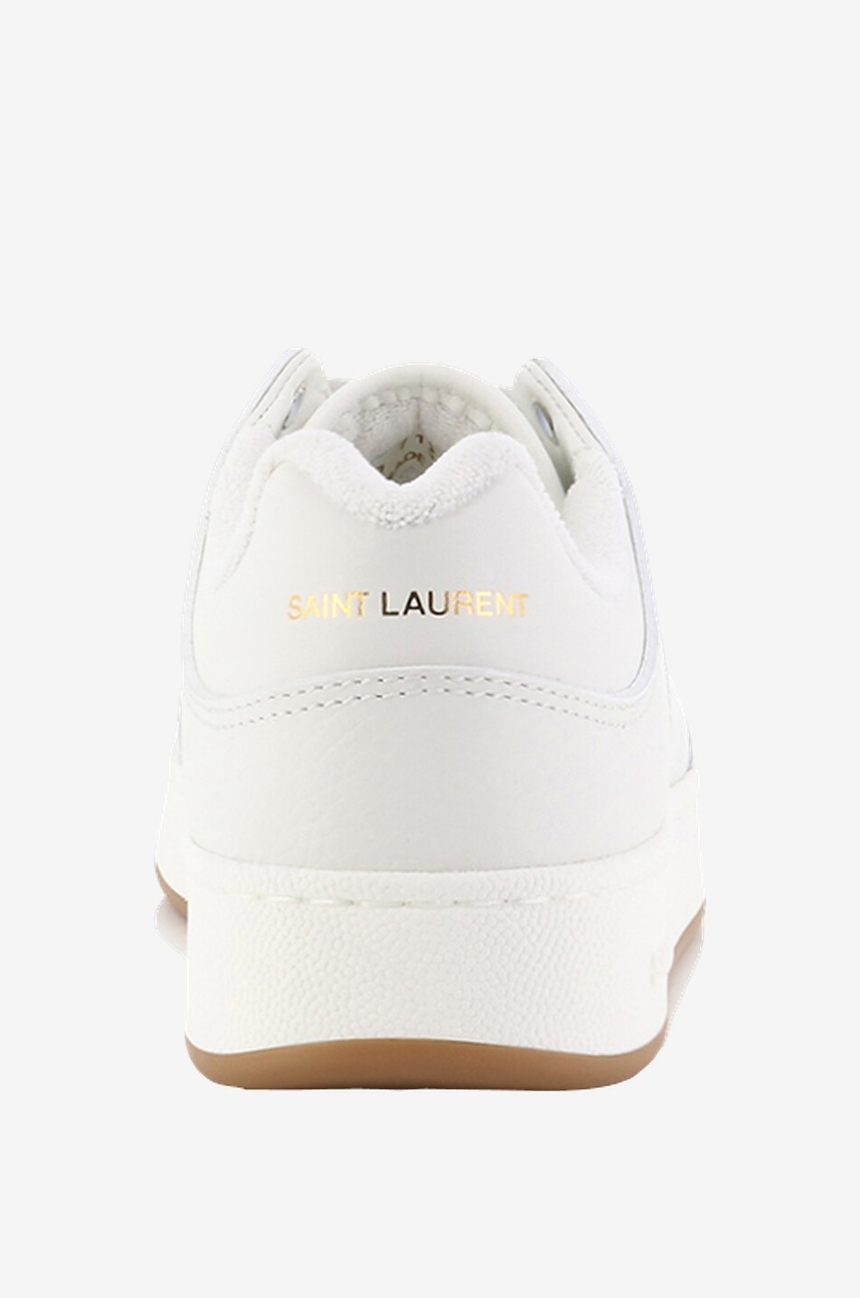 SAINT LAURENT PARIS Baskets basses à lacets en cuir perforé SL/61 Femme BLANC 4