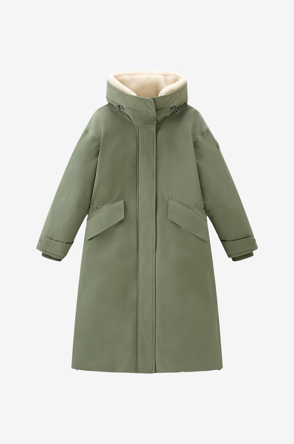 WOOLRICH Langer Parka aus Baumwolle Ramar Cloth Damen HELLGRÜN 1