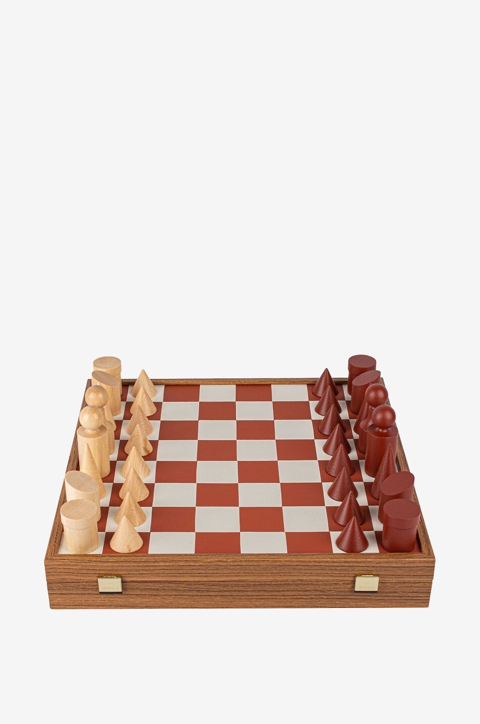 MANOPOULOS Schachspiel aus Holz und Kunstleder Bauhaus Style Haus KAMELFARBEN 1