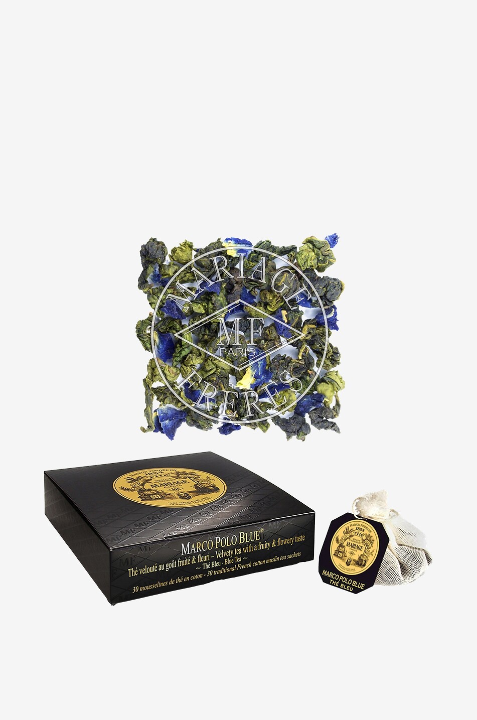 Marco Polo Blue perfumed black tea muslin sachets