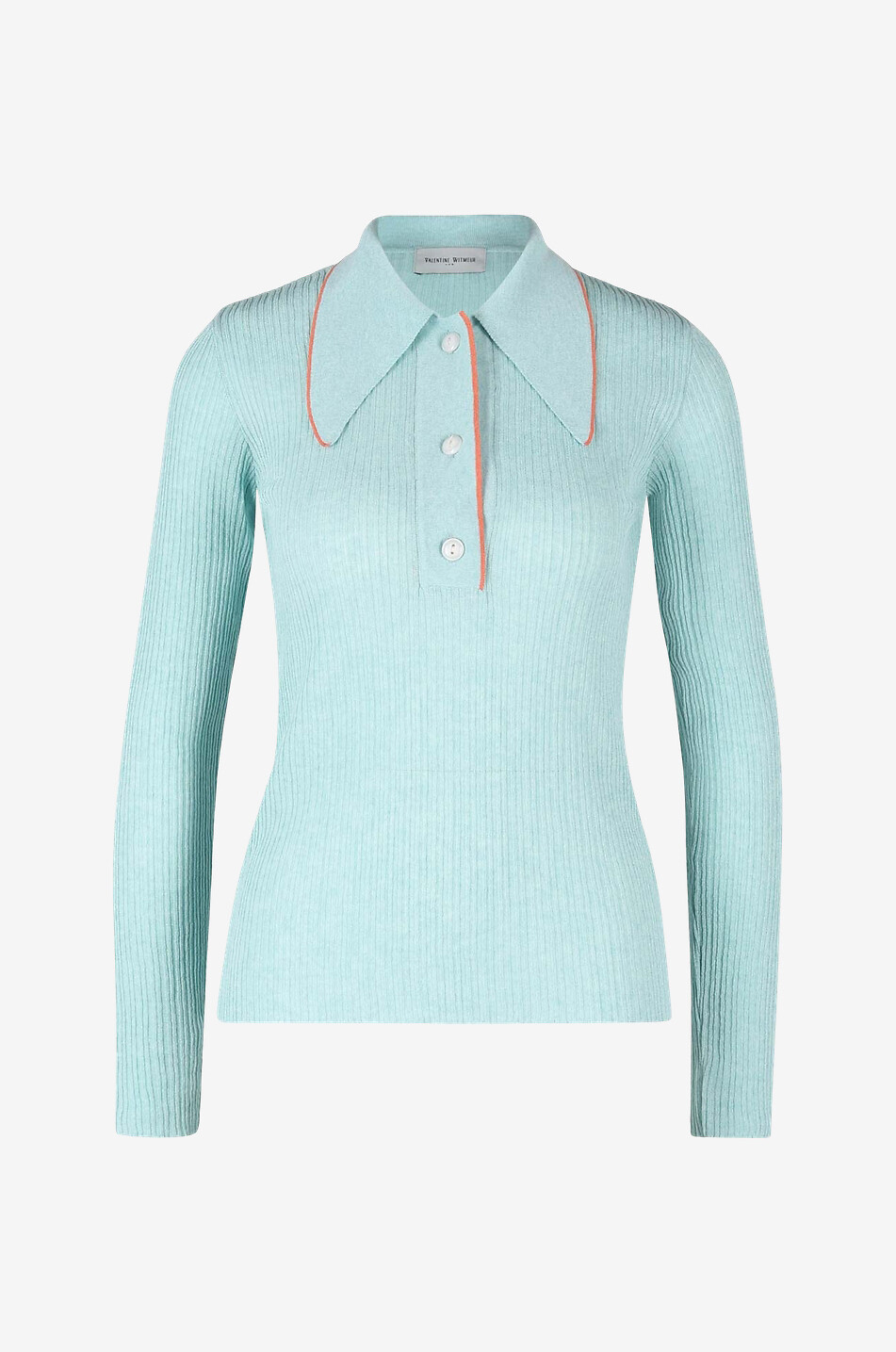 Squeamish long-sleeved rib knit polo shirt