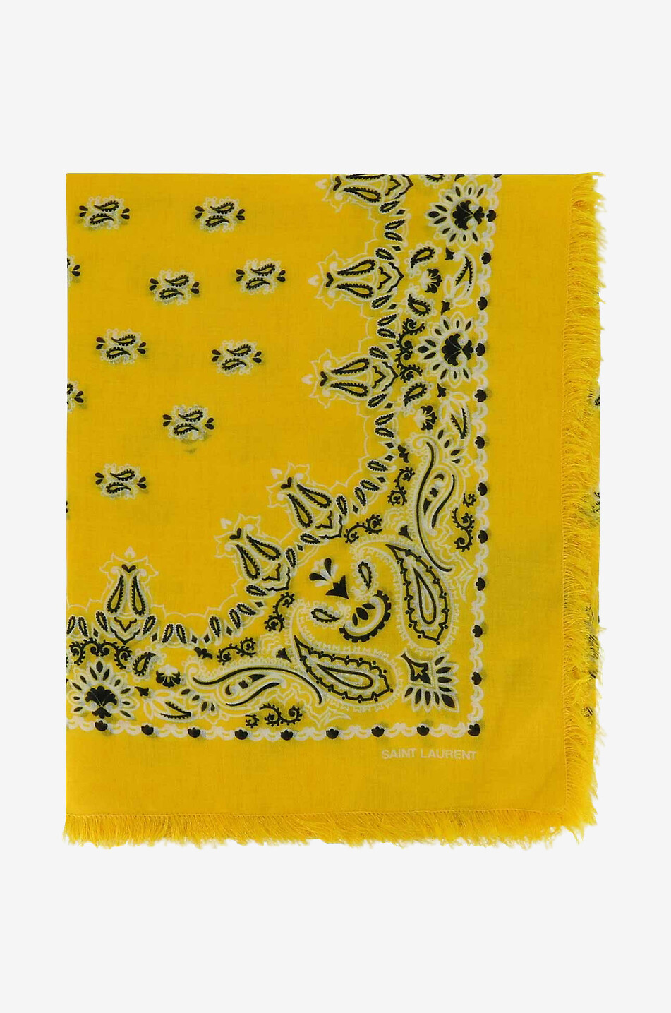 SAINT LAURENT PARIS Bandana Large modal and cashmere shawl Women YELLOW 1