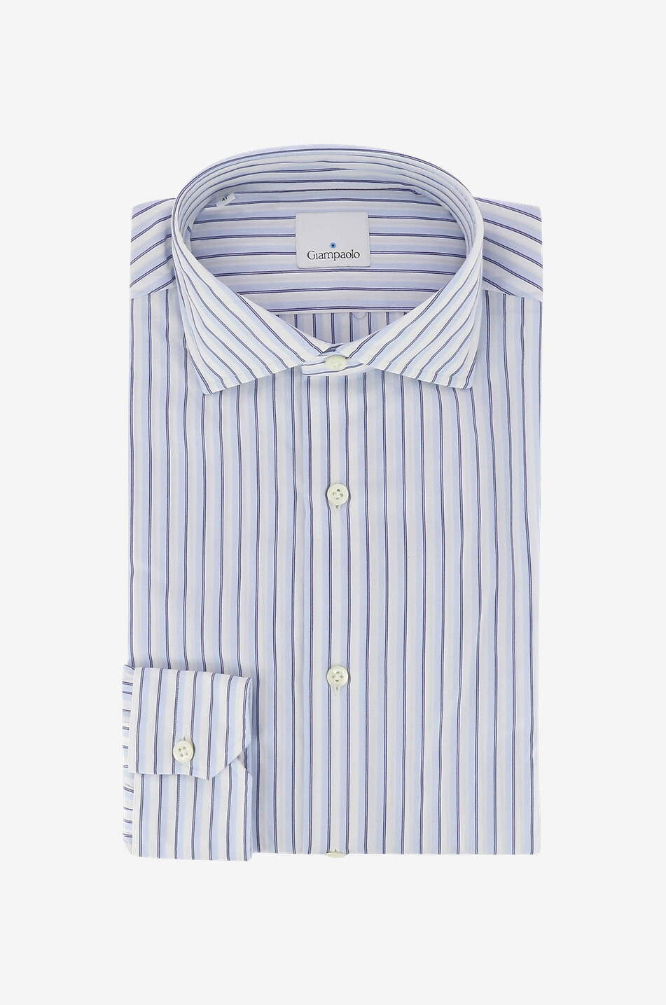 GIAMPAOLO Stripe adorned long-sleeved poplin shirt Men LIGHT BLUE 1