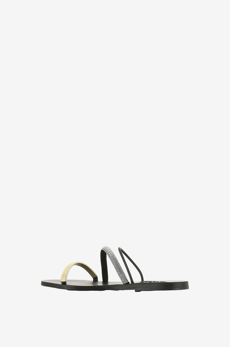 ANCIENT GREEK SANDALS Flache Pantoletten mit Kristallen Polytimi Damen SCHWARZ 3