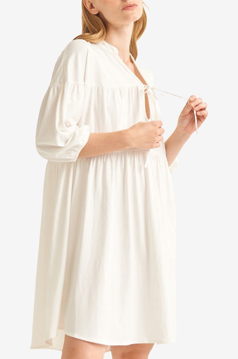 SKIN Octavia pima cotton 3/4 sleeve caftan Women EGGSHELL 4