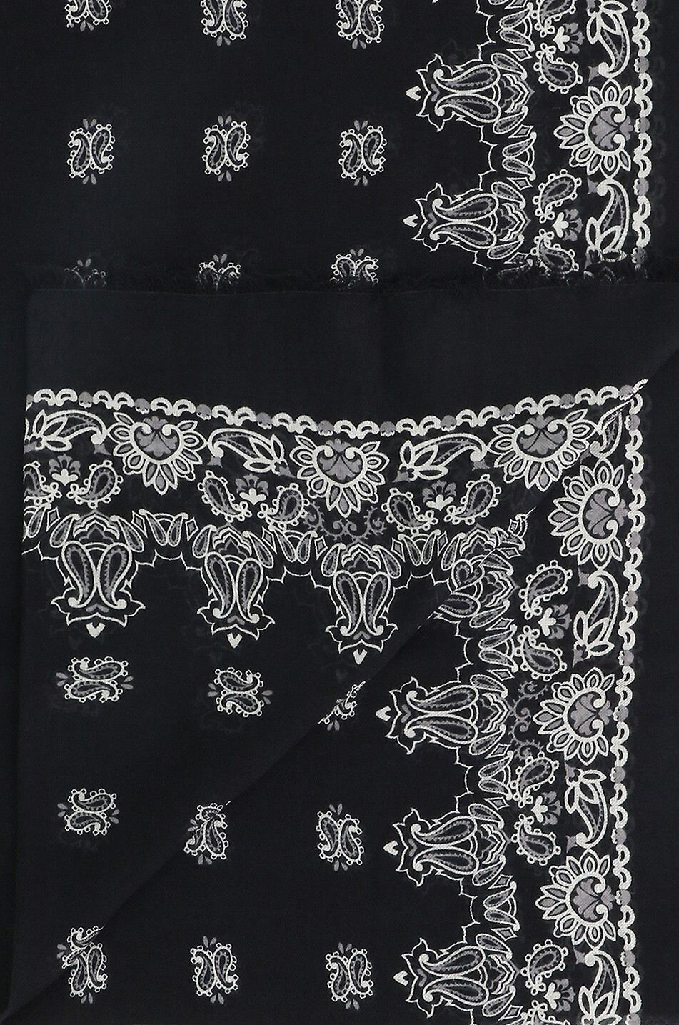 SAINT LAURENT PARIS Foulard en modal et cachemire Bandana Large Femme NOIR 2