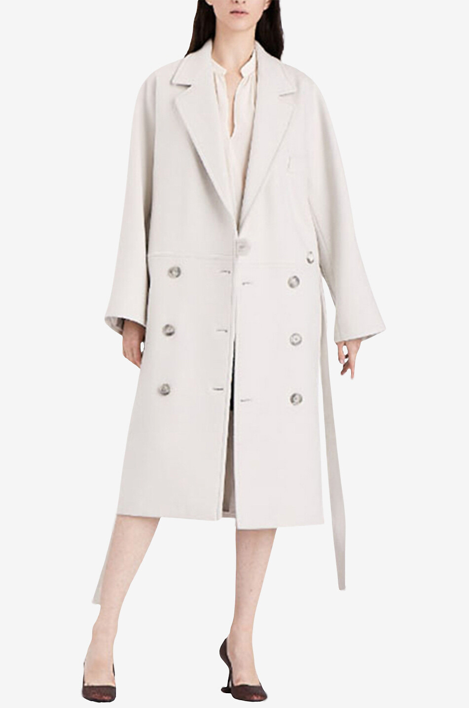 STELLA McCARTNEY Manteau trois-quarts en laine à boutonnage double Femme BLANC CASSE 3