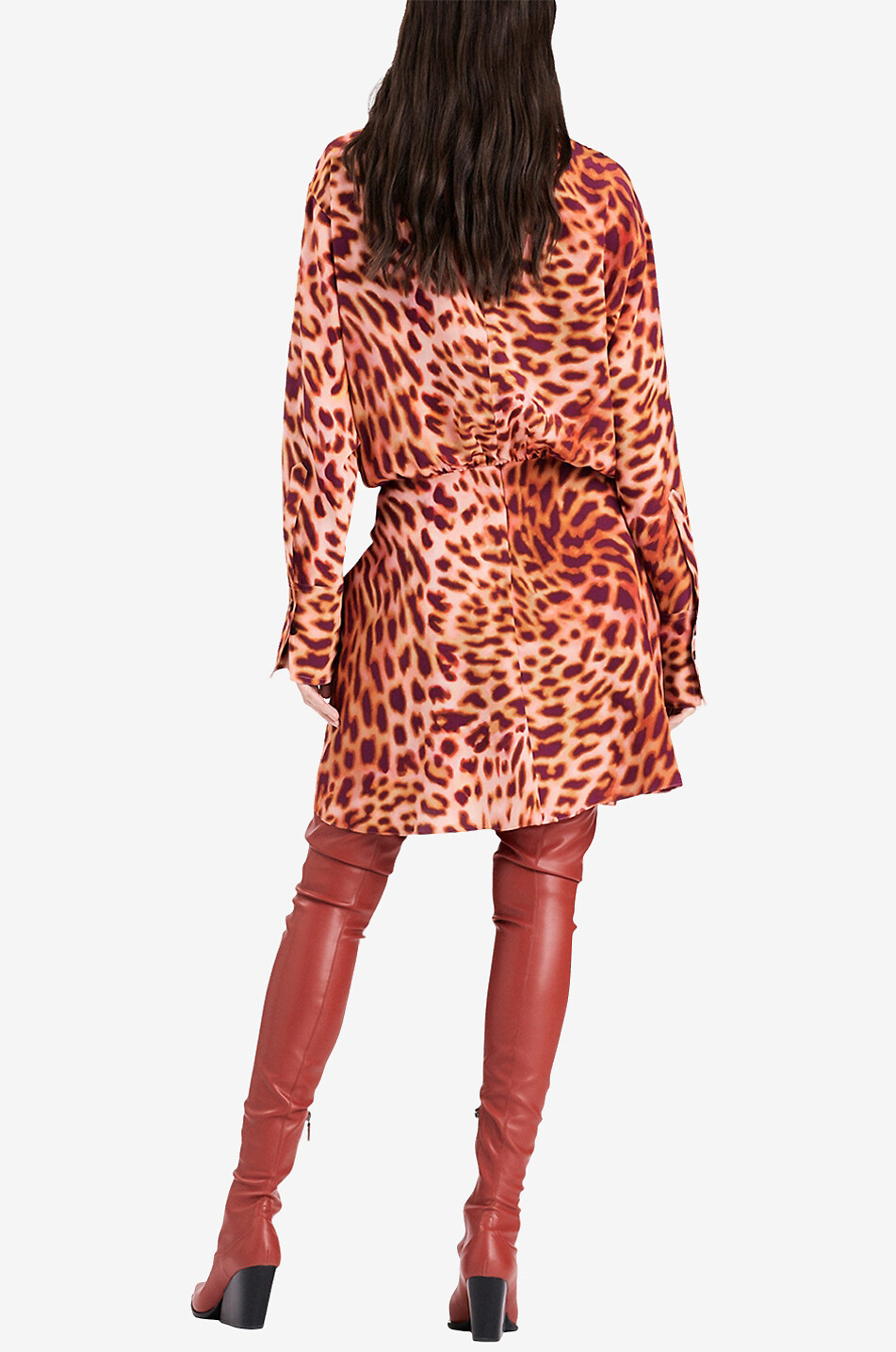 STELLA McCARTNEY Cheetah Print Wrapped silk mini dress Women DARK PINK 6