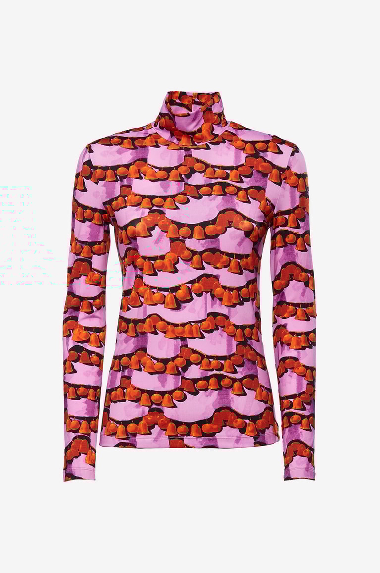 LA DOUBLEJ Schmales Lycra-Top Turtleneck Liberace Ciclamino  ROSA 1