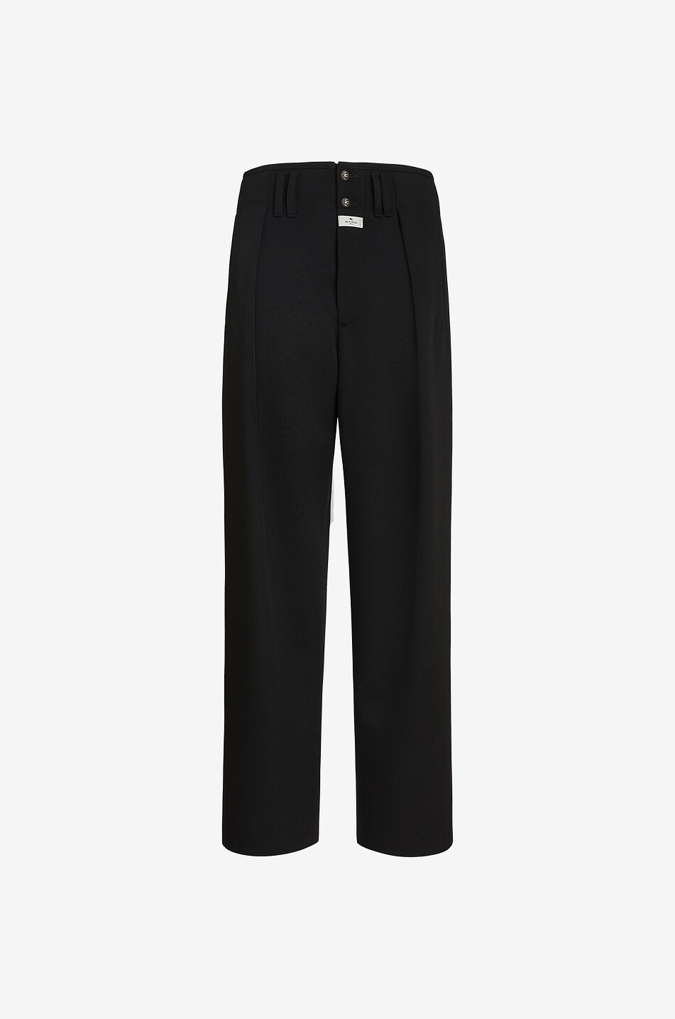 Pantalon carotte à pinces en laine vierge