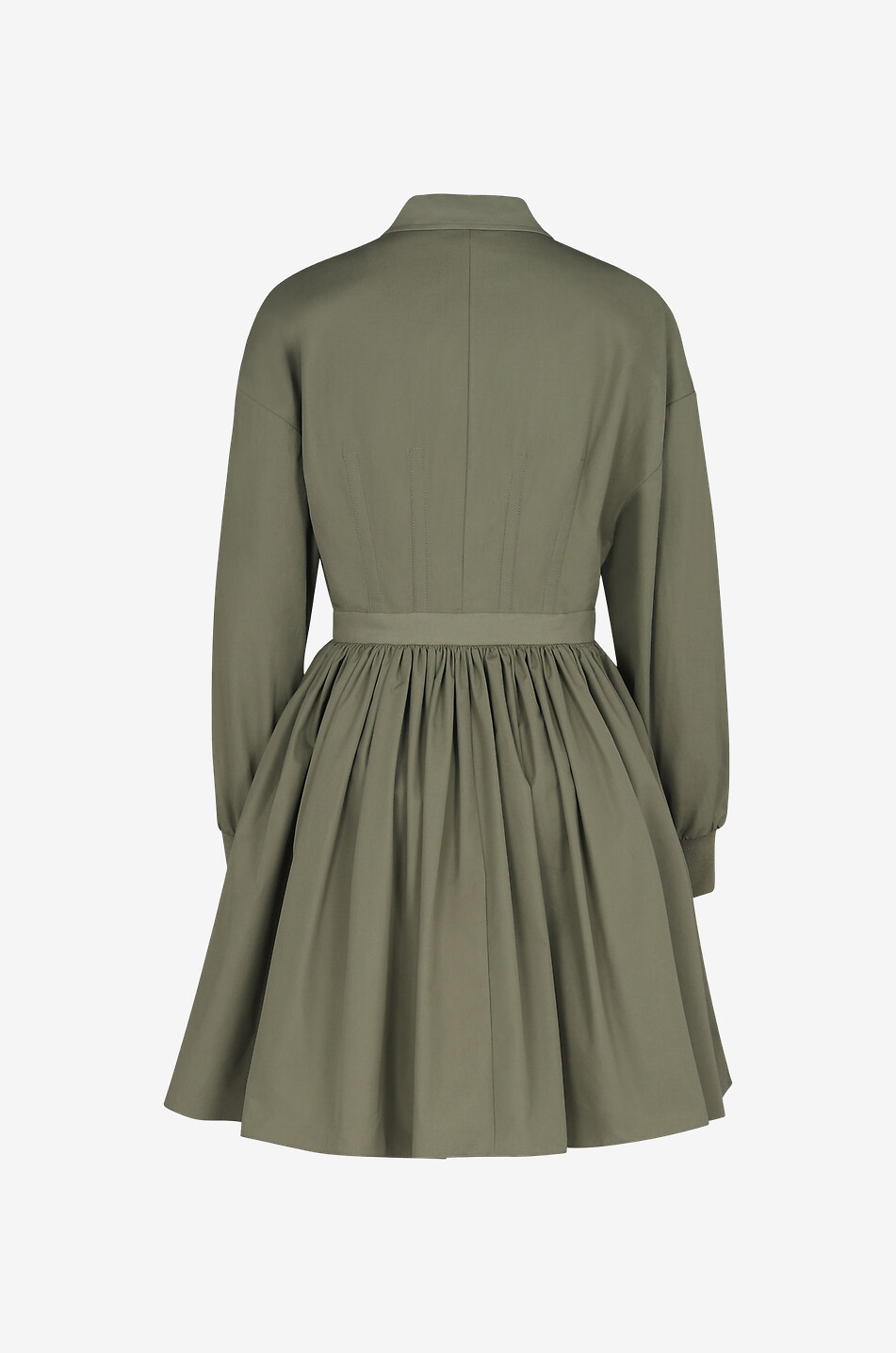 ALEXANDER McQUEEN Short poplin shirt dress with corset stays Women GREEN 2