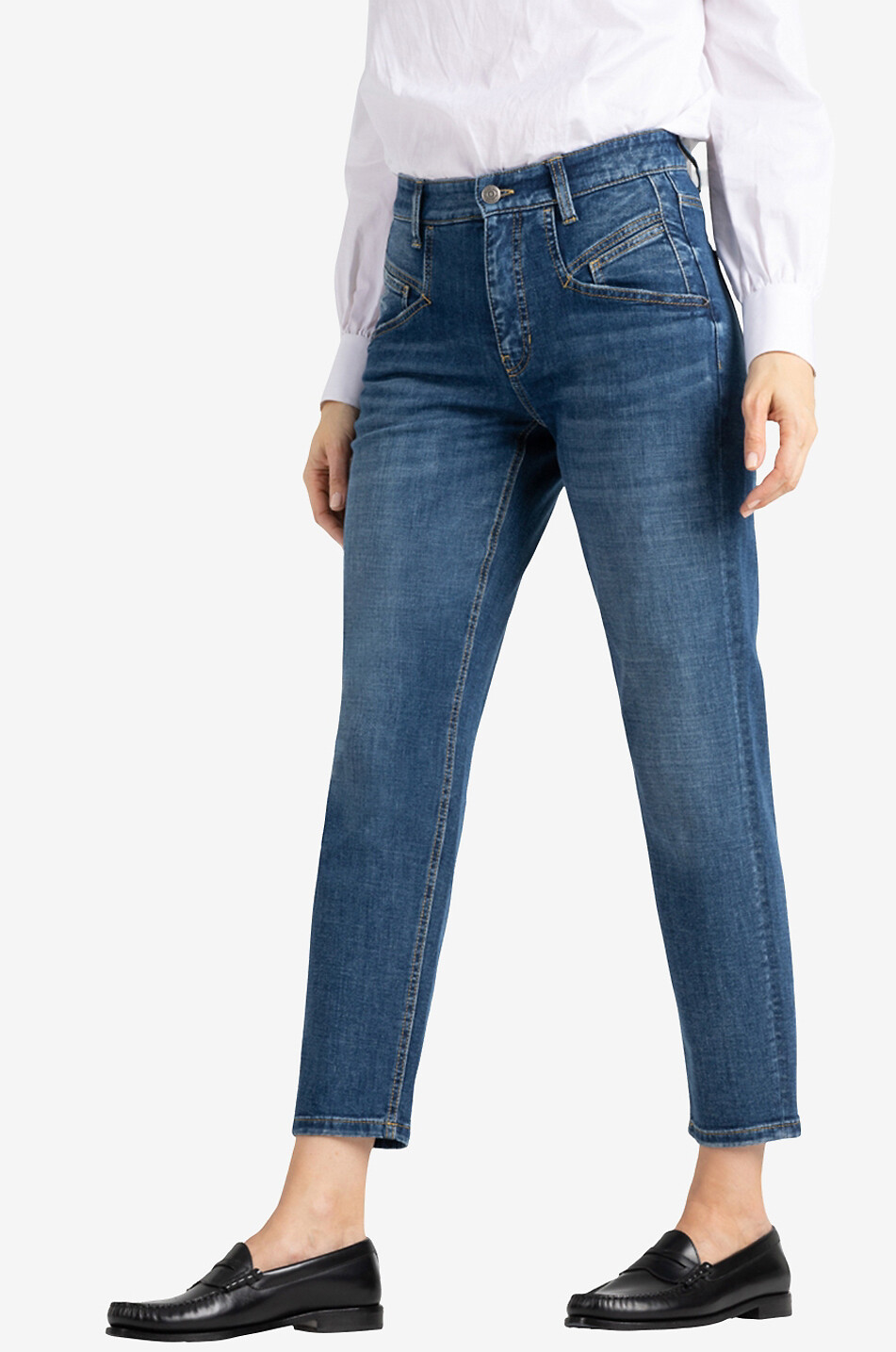 CAMBIO Ausgewaschene Slim-Fit-Jeans Kacie Damen DUNKELBLAU 3