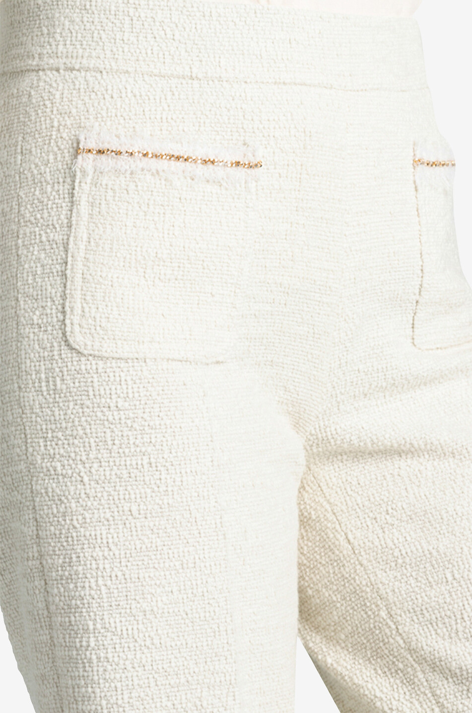 CAMBIO Verkürzte Tweedhose mit hoher Taille und weitem Bein Cameron Damen WEISS 6