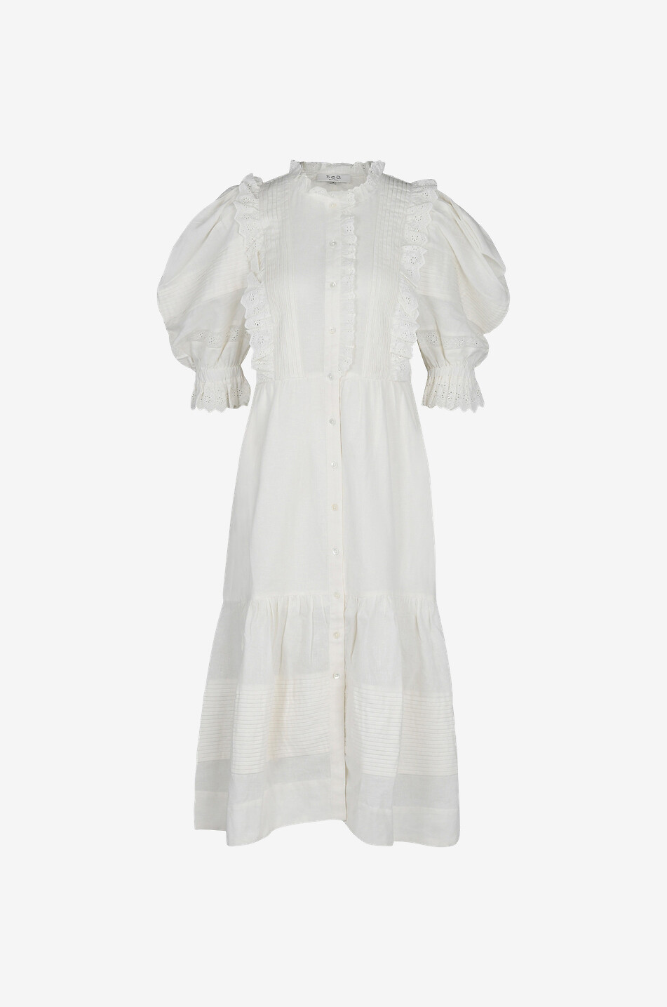SEA Robe mi-longue en coton Kiara Femme BLANC 1